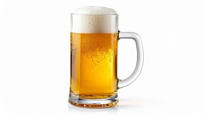 Mug with beer on white background with clipping path