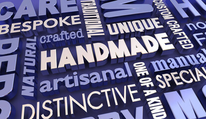 Handmade Words Collage Traditional Unique Best Quality 3d Illustration