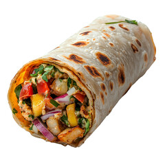 Chapati roll sandwich isolated on transparent background