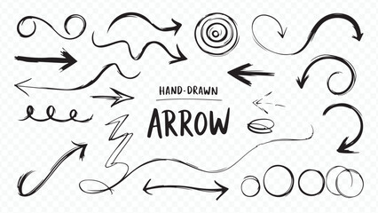 Vector set of hand drawn arrow illustration
