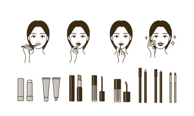 The process of applying lipstick