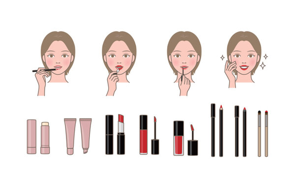 The process of applying lipstick