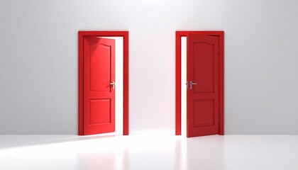 Two red doors opening to the light.
