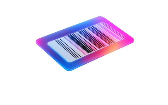 Floating digital coupon icon with barcode illustrating modern ecommerce discount and promotional technology isolated on transparent background PNG
