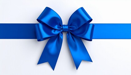 Decorative blue bow with horizontal blue ribbon.