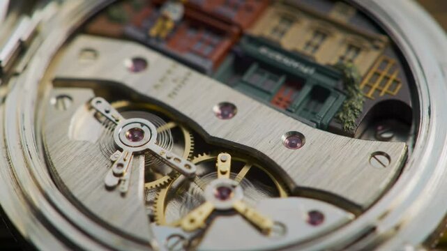 Detailed mechanical pocket watch mechanism