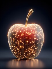 Innovative cybernetic featuring circuit board on surface with glowing metallic textures and creativity displayed