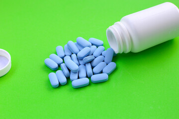 Blue PrEP pills, used for HIV prevention.
