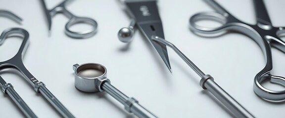 collection of scissors and other tools on a white surface