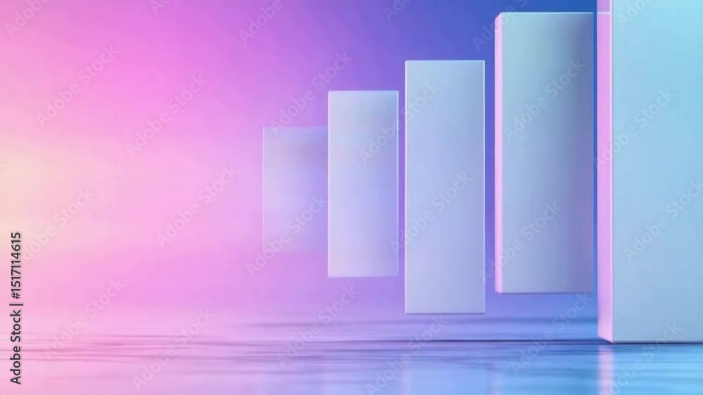 Poster abstract geometric pathway: pastel-hued geometric shapes create an abstract pathway receding into a 