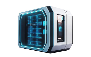 Fototapeta premium Innovative representation of cloud-based data locker designed with advanced digital technology for secure and efficient information storage isolated on transparent background PNG