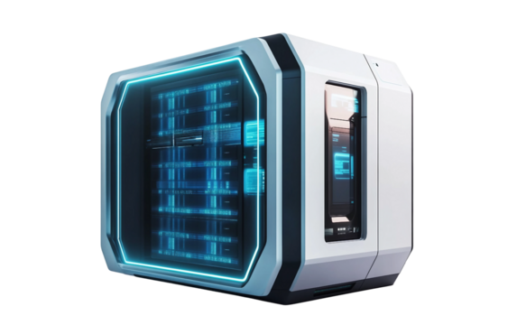 Innovative representation of cloud-based data locker designed with advanced digital technology for secure and efficient information storage isolated on transparent background PNG