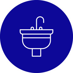 Sink Vector Blue Circle Icon Design