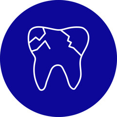 Broken Tooth Vector Blue Circle Icon Design