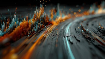 Abstract digital art, finance chart, stock market, statistics, data visualization, technical analysis, candlestick chart, line graph, trend lines, bar graph - Powered by Adobe