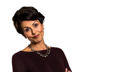 Middle Aged Woman with Sarcastic Expression, cut out transparent