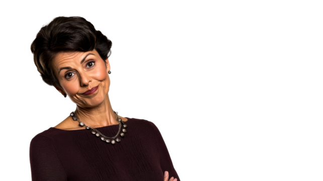Middle Aged Woman with Sarcastic Expression, cut out transparent