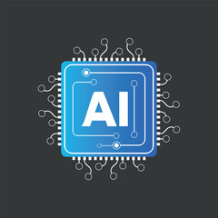 AI Chip Icon &ndash; Artificial Intelligence Processor Technology Vector Design