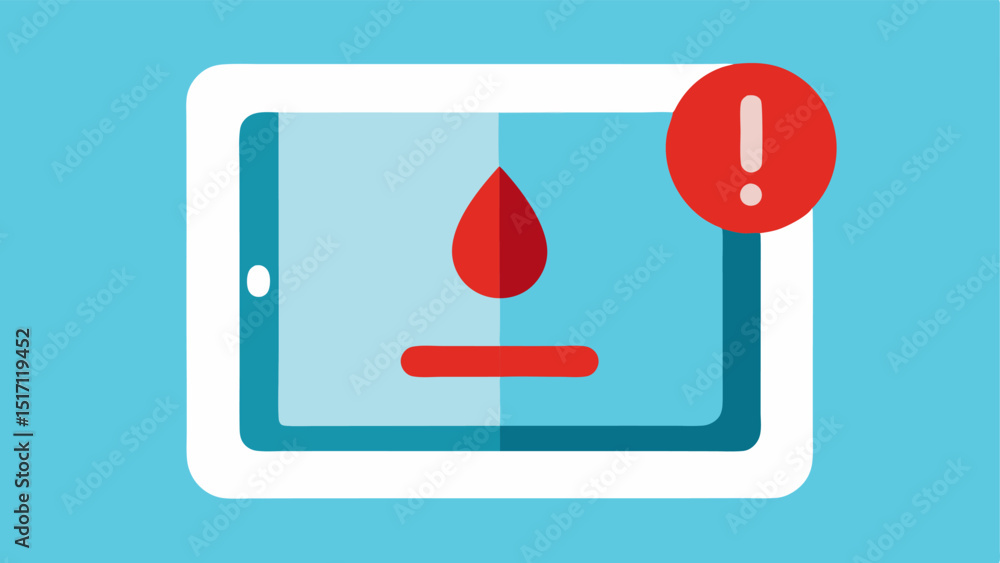 Poster inflammation alert a red icon appearing on the device screen with an exclamation mark signaling elev