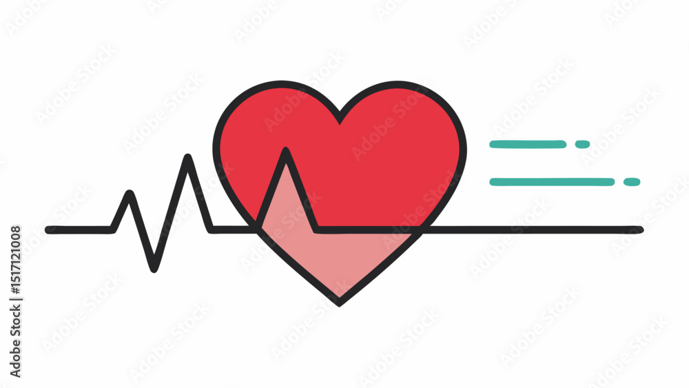 Poster heart rate monitor tattoo a stylized heart graphic with a line chart running through it depicting a 
