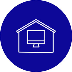 Work From Home Vector Blue Circle Icon Design