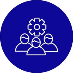 Teamwork Vector Blue Circle Icon Design