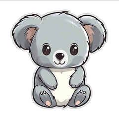 Fototapeta premium Sticker of a chibi koala in a cute gray and white cartoon stylea simple chibistyle cute anime drawingCartoonMinimalist styleAdorableSimple drawing Full Dody