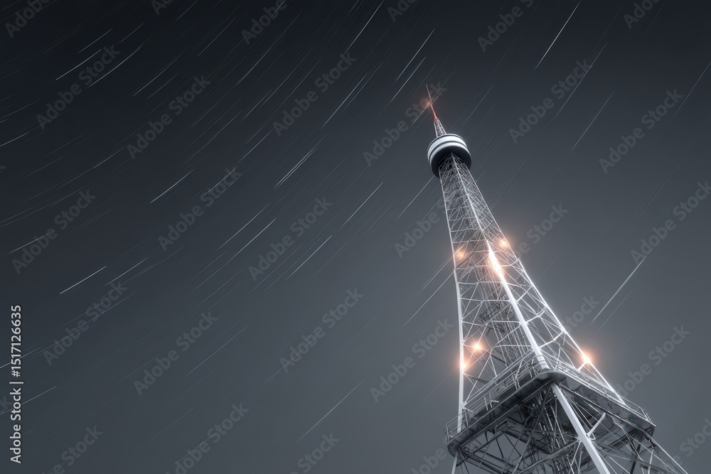 Aufkleber tower structure illuminated at night with star trails creating a mesmerizing effect showcasing engin