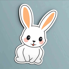 Cute white rabbit sticker simple and stylized with bright colors a single cartoonstyle figure on a solid background featuring bold lines and elegant tones T