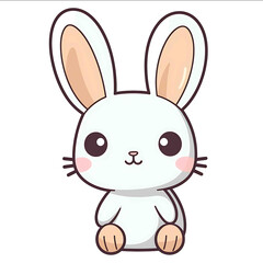 Obraz premium Sticker of the cute bunny simple line art sticker pastel colors white background diecut sticker no text in the stickera simple chibistyle cute anime drawing