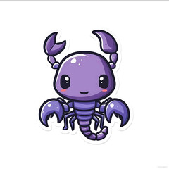Sticker purple cartoon scorpion cute style bold lines and solid colors simple details white background diecut sticker designa simple chibistyle cute anime d