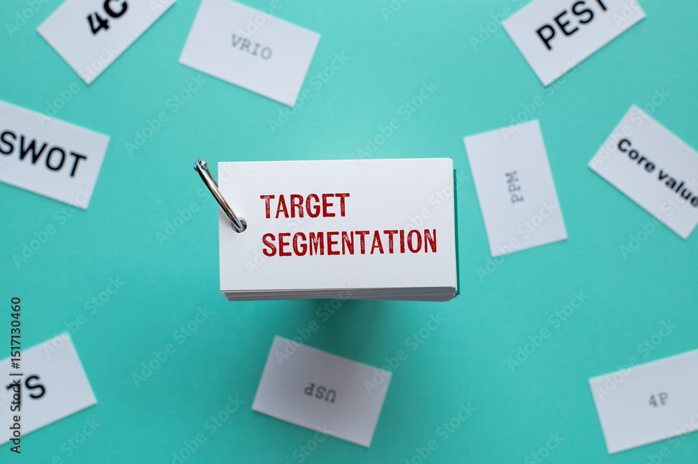 Poster there is word card with the word target segmentation. it is as an eye-catching image.