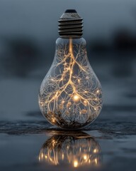 Illuminated Lightbulb with Branch Structure