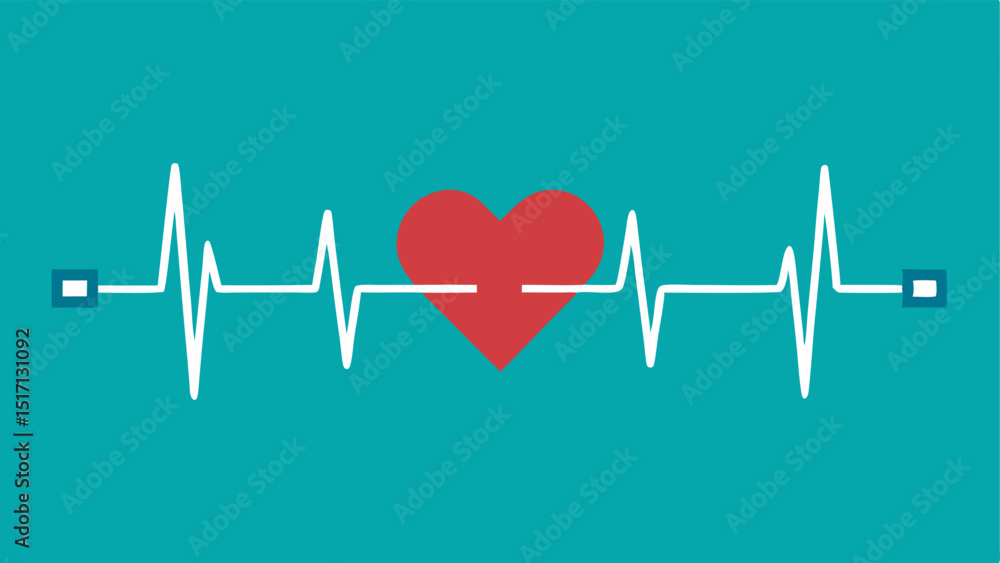 Poster heartbeat waveform a stylized visual of a heartbeat waveform radiating outward with a wearable devic