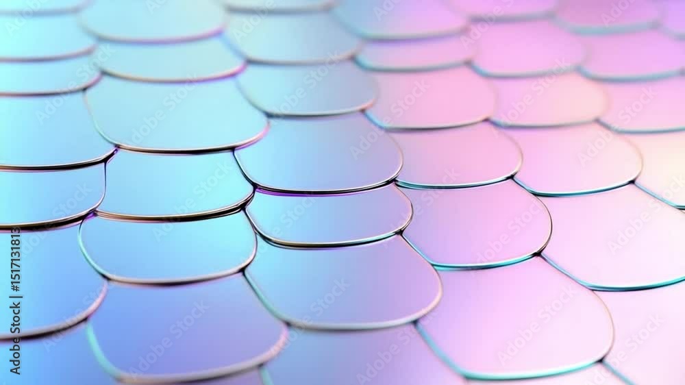 Poster geometric rainbow scales: a close-up view of an iridescent, multi-colored geometric pattern, evoking