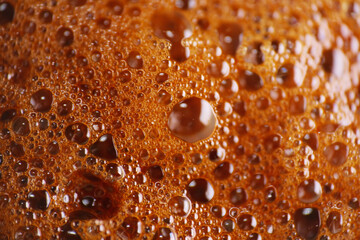Macro shot of espresso coffee bubbles as background