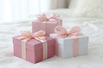 collection of minimalist gift packaging materials emphasizing texture and intricate details