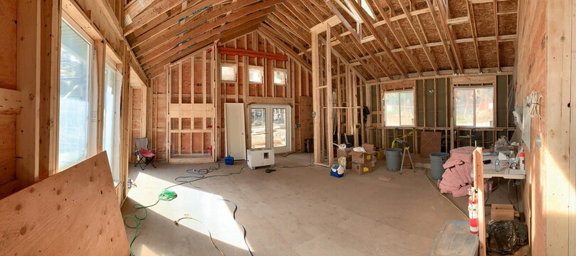 Framing and studs of new build construction.