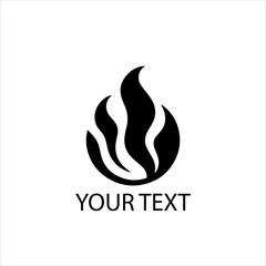 Minimalist Fire Flame Logo Vector – Geometric Symbol Isolated on White Background