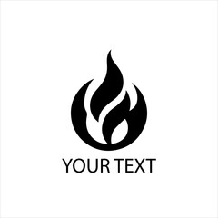 Minimalist Fire Flame Logo Vector – Geometric Symbol Isolated on White Background