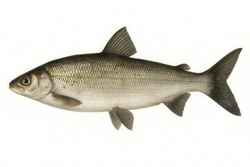 Obraz premium Coregonus maraena swimming underwater in white background