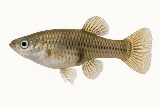 Western Mosquitofish swimming on white background