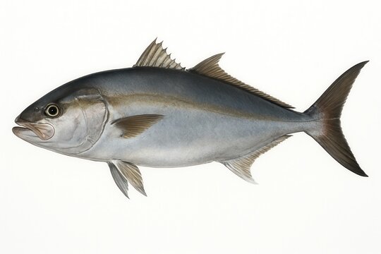 Greater Amberjack swimming on white background