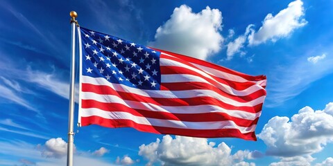 Fototapeta premium American flag waving in the wind with bold