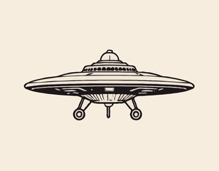 Vintage illustration of ufo t shirt design, vector graphic, typographic poster or tshirts street wear and Urban style