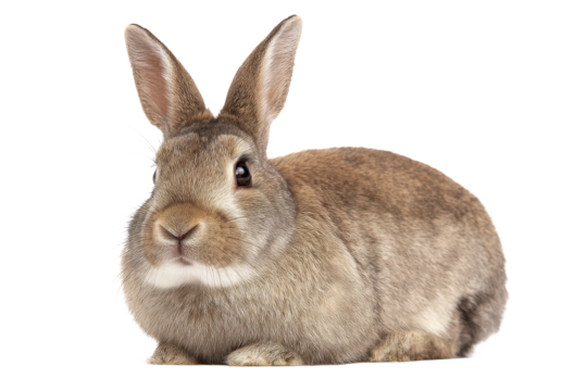 Adorable Brown Rabbit Sitting on White Background