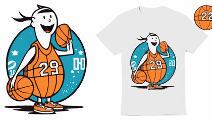 cartoon character of basketball Graphic Design for T shirt Street Wear and Urban Style