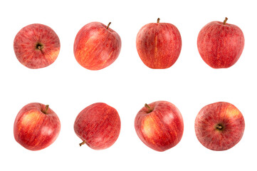 Red apple fruits collection isolated on white background.