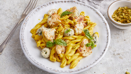 Pasta mit Frischkäse an Safransauce