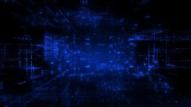 4K abstract blue background with binary code.